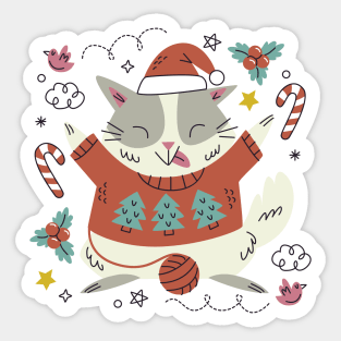 Meowy Christmas Cat Sticker